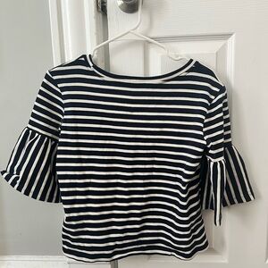 Navy and white striped blouse - Size S